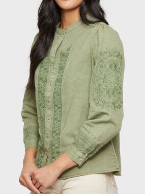 OVERLAND Abilene Embroidered Linen Blend Shirt